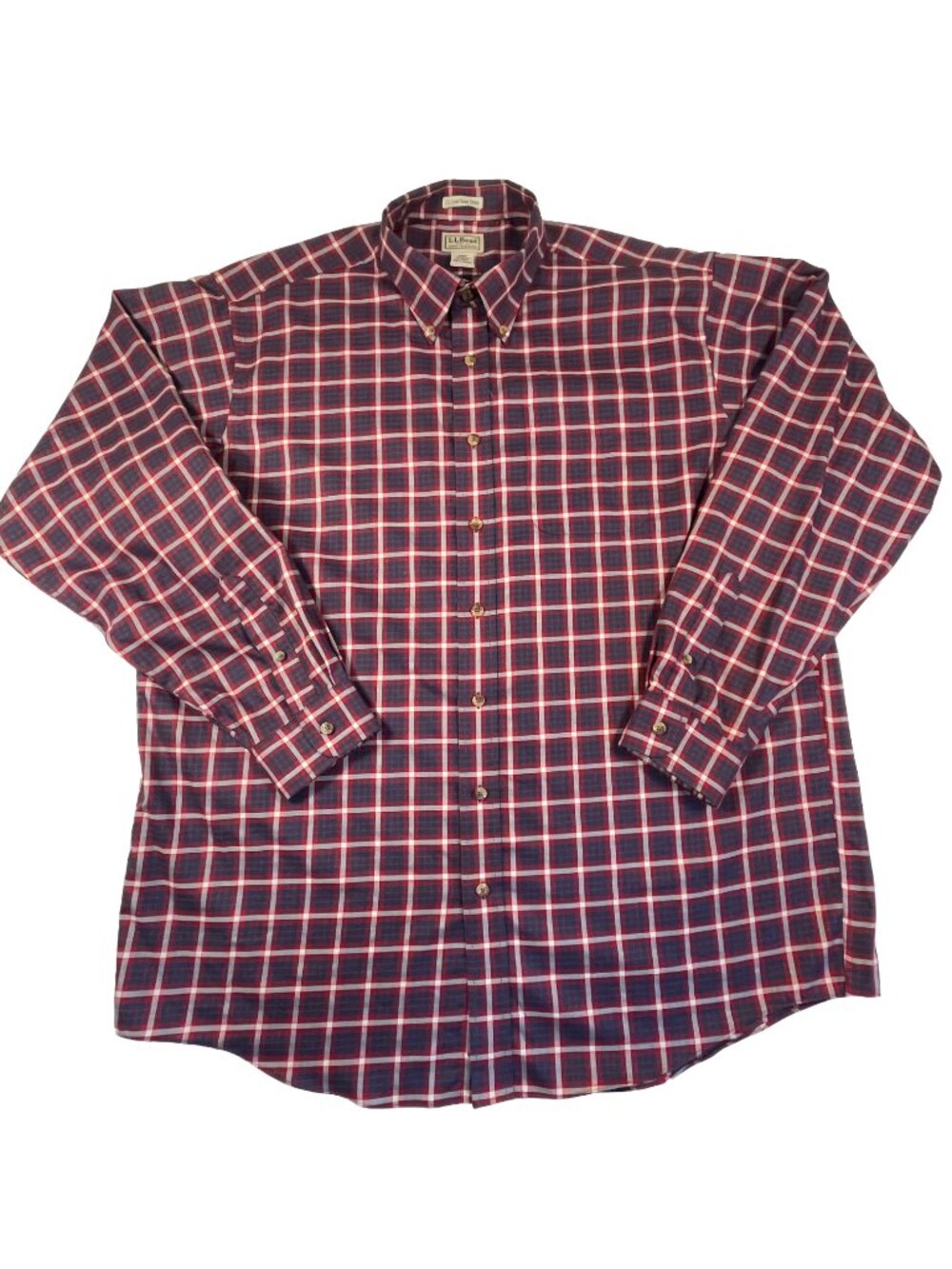 L.L. Bean US Coast Guard Tartan Shirt Men’s XL Tall Red Blue Cotton